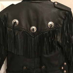 Leather fringe jacket